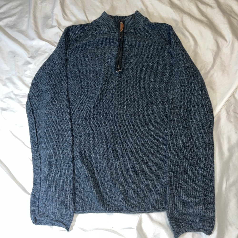 Carbon 2 Cobalt Men's XL 1/4 Zip Chunky Knit Pullover Blue Cotton Sweater